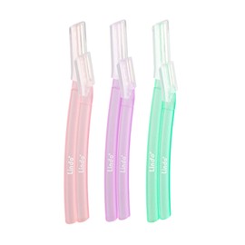 Lindo Brow Razor - Eyebrow Razor & Dermaplaning Tool, Multipurpose, Exfoliation, Face and Peach Fuzz facial Hair Removal dermaplane (6pcs) (Clear)