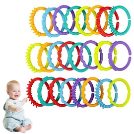 TMRBBesty Baby Toy Attachment Rings PP Pram Chain for Yourself Toy Rings Set Craft Pram Chain Attachment Rings 24 Pieces Perfect Grip Rings for Your Baby