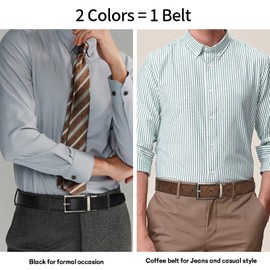 Alphyly Reversible Leather Boss Belts for Men,Brown Mens Belt Fits Suits and Jeans, Iteam Quantity One(not pack), Color Coffee, Length115cm