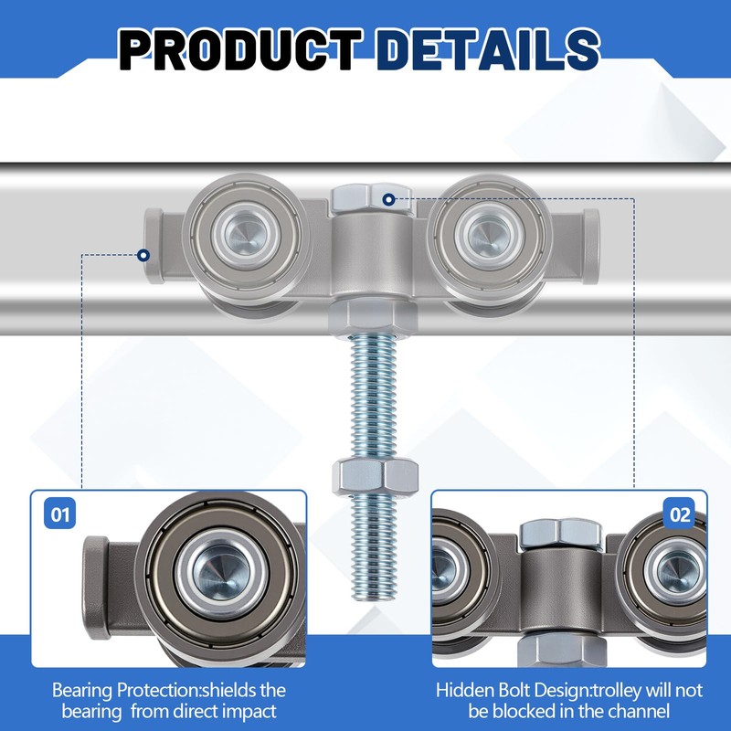 Tallew 4 Pcs 4 Wheel Silent Trolley Assembly Rollers for