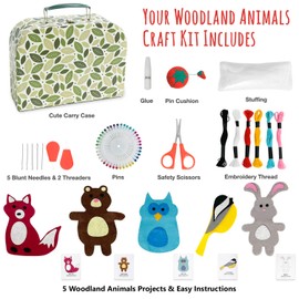 CraftLab Woodland Animals Kids Sewing Kit, Educational Arts & Craft Gift for Boys and Girls Ages 7 to 13