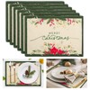 Whaline 6Pcs Christmas Burlap Placemats Poinsettia Flowers Table Mats Double-Layer