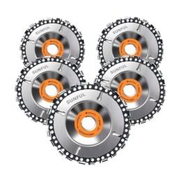 5-PACK Chainsaw Wheel 5/8" Arbor Compatible with All 4-1/2 Angle Grinders, 4 Inch 100/115 Grinder wood carving chain Saw Disc, 22 Teeth for Cutting Carving Shaping Wood