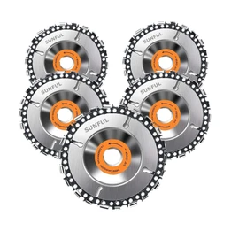 5-PACK Chainsaw Wheel 5/8" Arbor Compatible with All 4-1/2 Angle Grinders, 4 Inch 100/115 Grinder wood carving chain Saw Disc, 22 Teeth for Cutting Carving Shaping Wood