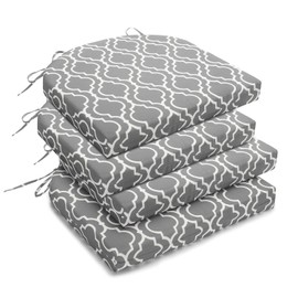 downluxe Outdoor Chair Cushions Set of 4 for Patio Furniture, Water-Resistant Patio Chair Cushions with Ties, High Density Foam Outdoor Seat Cushion, 17" X 16" X 2", Grey Gourd