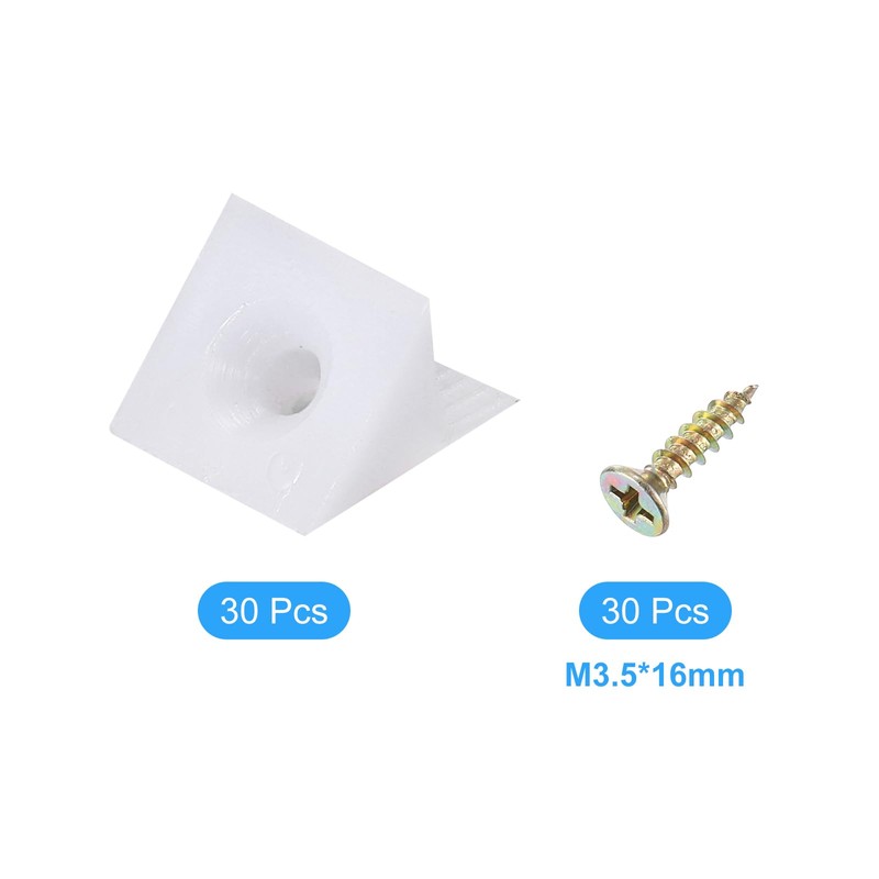 sourcing map 30 Pcs 90 Degree Plastic Corner Braces, 14x15x10mm