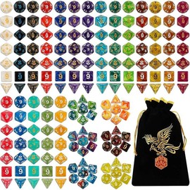 DND Dice Set -25x7 (175pcs) Polyhedral Dice Compatible with Dungeons and Dragons D&D RPG MTG Table Games.25 Sets of 7 dice and a dice Bag - Style: 25 sets-175pcs