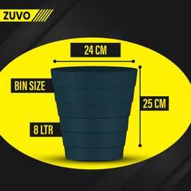 Zuvo Plastic Paper Bin 5L - Shatter-Proof Waste Basket for Office Desk & Bedroom Bin - Ideal Paper Bin with Wave Design - Navy Blue