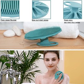 INNERNEED Cepillo de limpieza corporal de silicona suave, depurador de ducha, exfoliante suave y masaje para todo tipo de piel (verde oscuro)