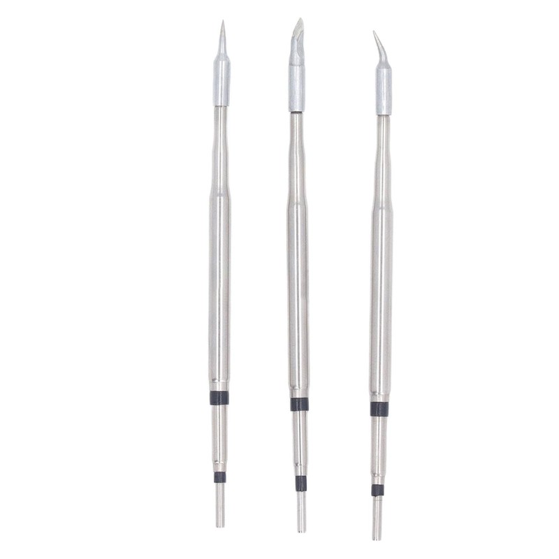 3 Piece Soldering Iron Tips Set Straight Curved Small Blade