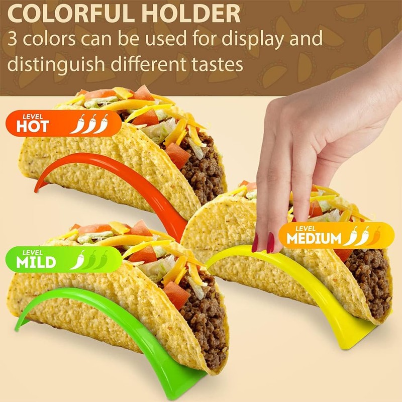 3 Packs Taco Holder Stands Plastic Colorful Taco Tray Plate