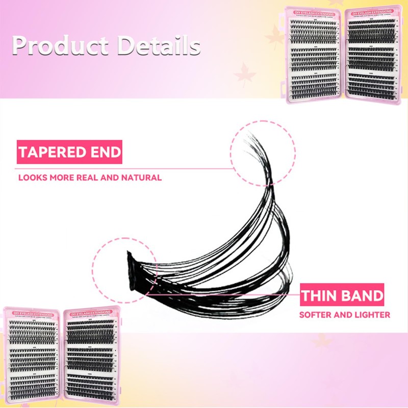 VIHARYEM 570pcs Cluster Lashes Individual Eyelashes Natural Eyelash Clusters D