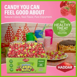 Haddar Sour Fruit Flavor Dye Free Hard Candy, 2.6lbs | Individually Wrapped Hard Candy Bulk | Natural Colors & Flavorings | No High Fructose Corn Syrup | Healthier Treats | Gluten Free | Kosher