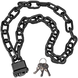 Heavy Duty Chain Lock,Security Chain Hardened 8mm Thick with Weather-Resistant Keyed Padlock, Perfect for Indoor Outdoor Motorcycles, Bikes,Generator, Gates,Fence,Furniture (47 inch Chain+Lock)