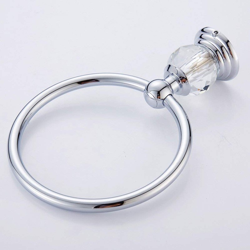 BATHSIR Crystal Towel Ring, Bathroom Hand Towel Holder Chrome Towel