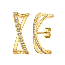 FOCALOOK Women's 925 Silver Earrings, Hypoallergenic, Layered, Zirconia, Popular, Simple, Stylish, Gift, Birthday, Mother's Day, Anniversary, Christmas, Silver Sterling Silver