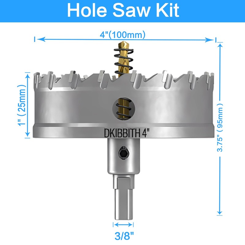 TCT Hole Saw Set, 4"(100mm) Heavy Duty Tungsten Carbide Tipped