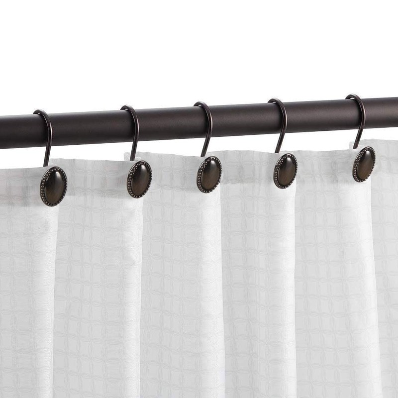 iToplin Metal Shower Curtain Hooks, Oil-Rubbed Bronze Rustproof Decorative Shower