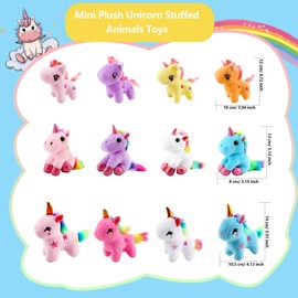 Puteraya 16 Pack Mini Stuffed Unicorn Animal Toys Small Rainbow Plush Unicorn Toys Bulk for Christmas Easter Wedding Birthday Party (Colour Set 2)