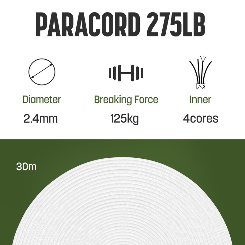 Manco Element 2.4mm Paracord 275lb 30m Rope Cord - 4