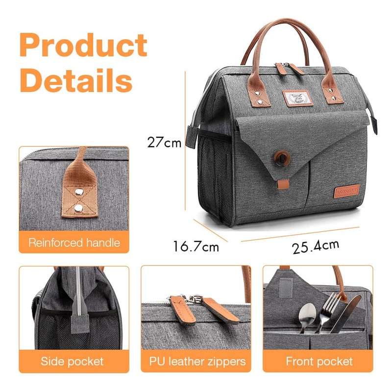 Lekespring Insulated Lunch Bag for Women, Leakproof Reusable Lunch Tote