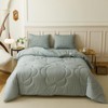 CLOTHKNOW Grayish Blue Twin Comforter Set - 3Pcs Daisy Puff