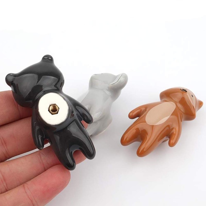 YOUYOUULU 5Pcs Cute Animal Knobs Kids Handles Ceramic Knobs Children's