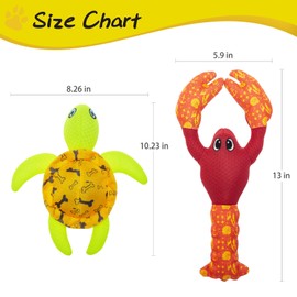 PUPTECK Dog Water Pool Floating Toys - 2 Pack Squeaky Water Toys for Summer Interactive Games, Beach Fetch Toy Turtle & Lobster