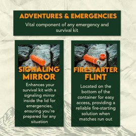 SE 3-IN-1 Orange Waterproof Match Storage Box with Signaling Mirror and Firestarter Flint - CCH6-1