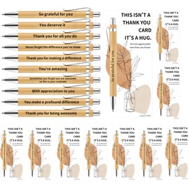 10 Count Thank You Bamboo Pens with Appreciation Cards Motivational Quote Ballpoint Pen Bookmark Gifts for Teacher Colleague Team Office Coworker Employee (Appreciation)