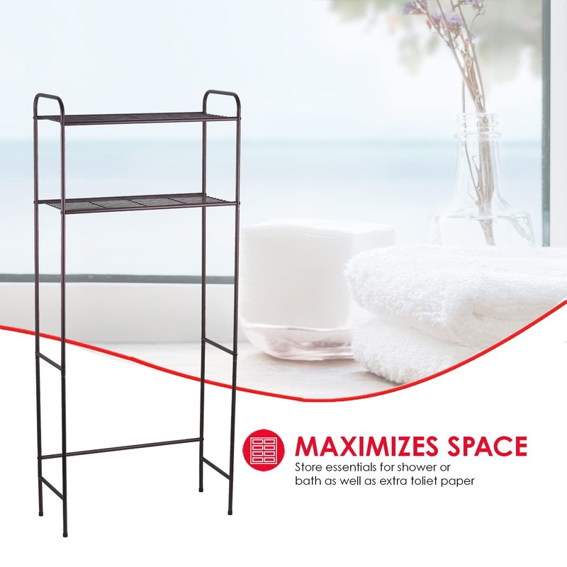 Home Basics 2 Tier Over The Toilet Bathroom Space Saver,