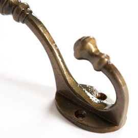 Hammer and Tongs 5X Brass 30mm x 95mm Ball End Hat & Coat Hook - Cast Iron Vintage Antique Wall Mounted Hanger