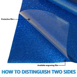 Blue Glitter Heat Transfer Vinyl 30 * 244cm Glitter Pink HTV Vinyl Roll Glitter HTV Iron on Vinyl for T-Shirt Glitter Pink HTV for Cricut and Silhouette Stretch HTV Vinyl(Glitter Blue)