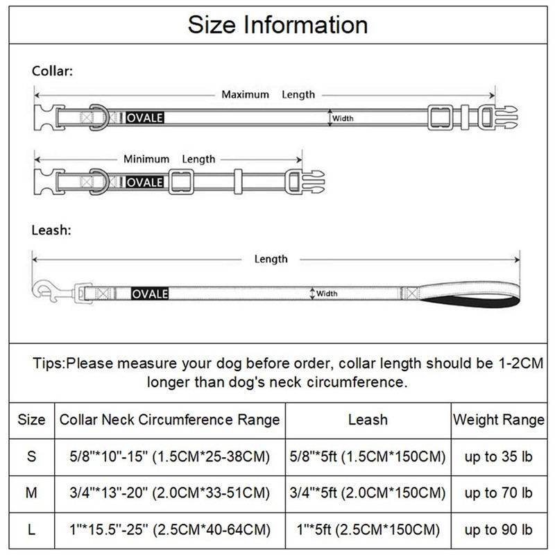 Olahibi Basic Dog Collar and Leash Combo Set, Durable Nylon