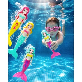 Woplagyreat 4 Pcs Mermaid Swim Dive Toys Pool Games Outdoor Water Essential Bath Accessories for Kid Toy Age 3 4 5 6 7 8 9 10 11 12 Year Old Cool Girl Boy Stuff Fun Summer Gift