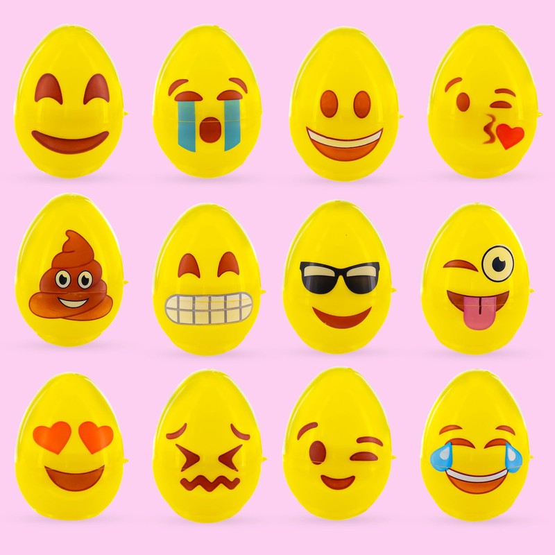 BestPysanky Set of 12 Facial Expressions Plastic Easter Eggs 2.25