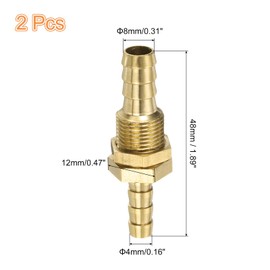 sourcing map 2 Pcs Brass Hose Barb Fitting Straight Connector Coupler, 5/16" x 1/4" ID Brass Fitting Air Hose Fittings for Connecting Water Fuel Air, Oil Hoses