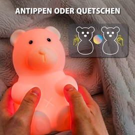 Eaxus® Light Bear Basti the Bear - Large LED Night Light Children & Baby - Soothing Nursing Light, Night Lamp Children's Room
