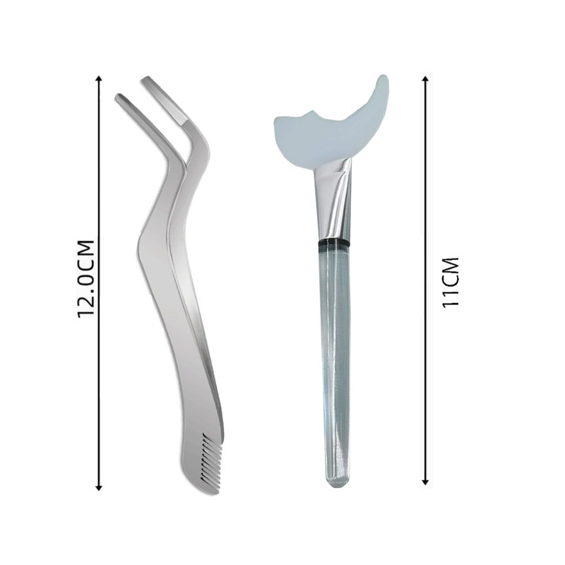 【Bookwarm】束感まつげ専用 ， マスカラガード アイライナーブラシ アイメイクエイド 初心者向け形状 ピンセット シリコン ステンレス 睫毛