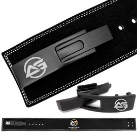 Weight Lifting Belt by AG - 4-inch Wide & 8mm Thick Leather Weightlifting Belt with LEVER Buckle – Gym Lifting, Powerlifting, Workout, Weight Belt for Men & Women (Black, Small)