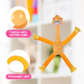 Ainiv Telescopic Suction Cup Alpacas Toy, 3 Pieces Novel Kids Suction Cup Toys, Funny Fidget Toys, Pop Tubes Sensory Toys for Kids, Decompress Educational Sensory Toy for Kid & Adult