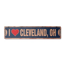 I Love Cleveland Ohio Vintage Aluminum Street Sign oh City State us Wall Road décor Rustic Metal tin Gift | Indoor/Outdoor | 30" Wide