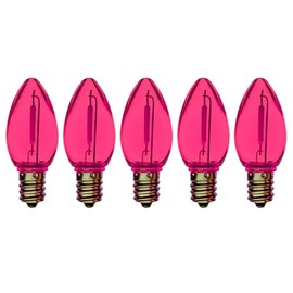 EZLS C7 Pink Colored LED Filament Plastic Bulbs Pack of 5