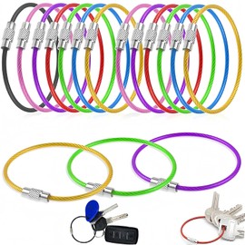 DILUSILK 21 Pcs Wire Keychain Cable Keychain Large Key Ring Stainless Steel Cable Key Ring Wire Key for Luggage Tags, Key Tags, ID Tags, Dog Tag
