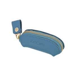 RafiCaro Coin Case, Genuine Leather, Seal Case, Coin Purse, Compact, Small, Soft, Leather Pouch, Small, sblue