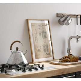 Lithobee - Flush Toilet Patent - Printed Wall Art Design in Sizes A2, A3 & A4 Framed in a Stylish Quality Coloured Frame or Unframed (A2 Brown Distressed Frame)