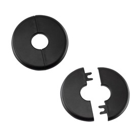 bociloy Wall Split Flange 22mm/0.86"Diameter, ABS Round Self-Adhesive Escutcheon Plate, Wall Hole Decoration Cover, Water Pipe Plate Cover, Black, 2PCS