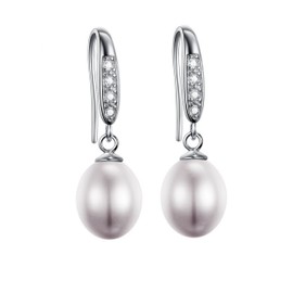 AAA Quality Freshwater Cultured Pearl Necklace & Earring Set - Matching Freshwater Pearl Drop Earrings Box Gift SFJS29