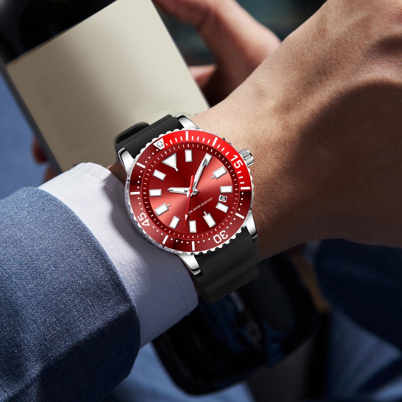 Rotating Bezel Watch Luminescent Automatic Date Analog Display Calendar Waterproof