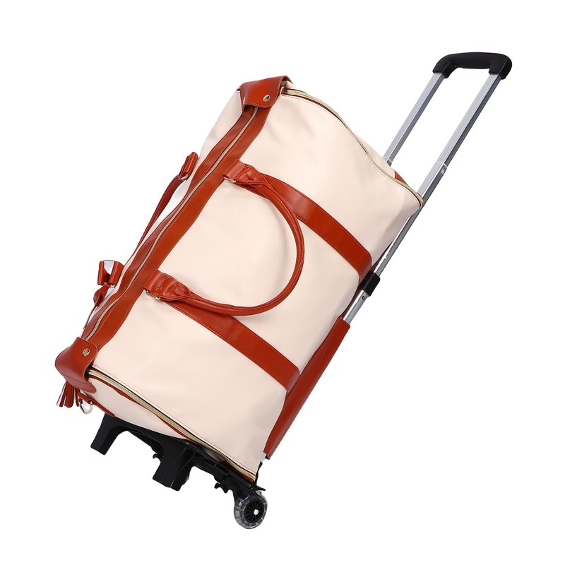 Keenso Rolling Garment Bag, Soft Leather Travel Bag with Detachable